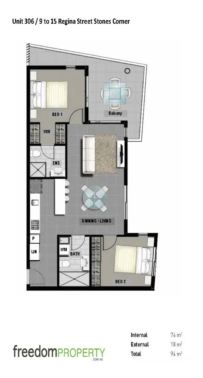 Floorplan of Homely apartment listing, 306/9-15 Regina Street, Stones Corner QLD 4120
