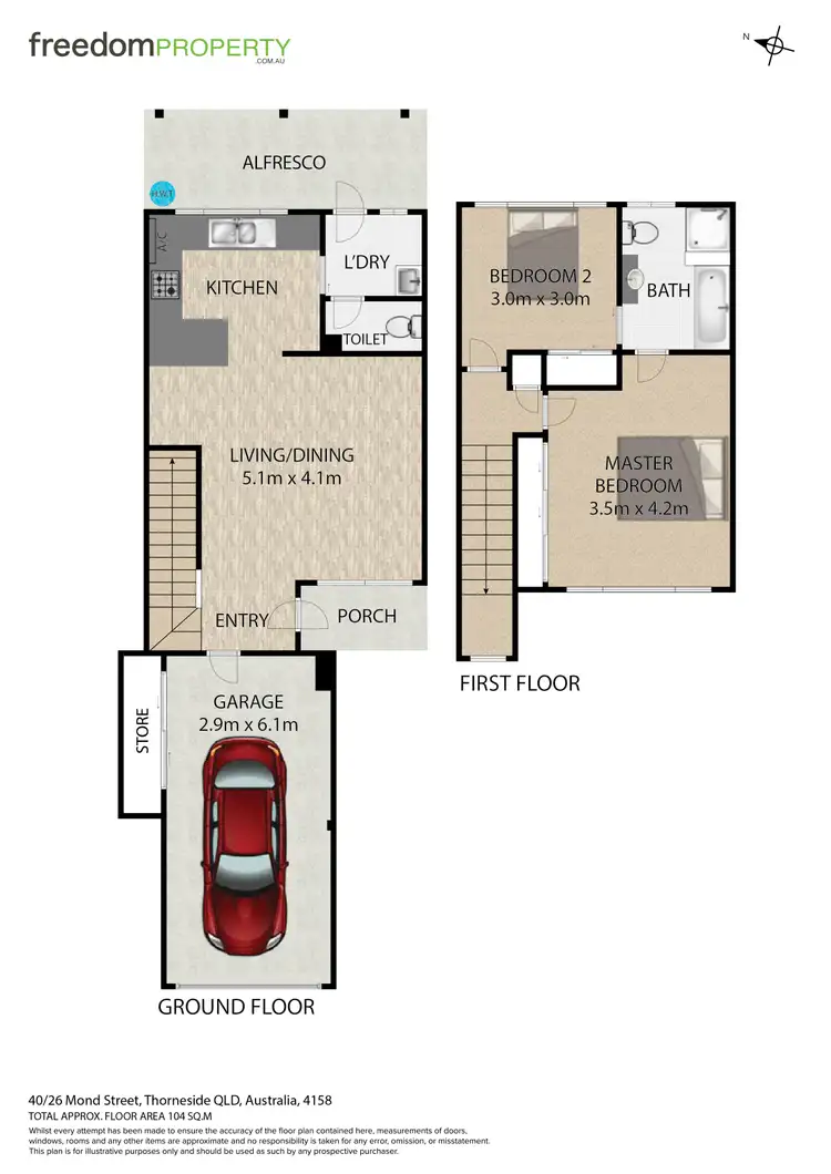 Floorplan of Homely townhouse listing, 40/26 Mond Street, Thorneside QLD 4158