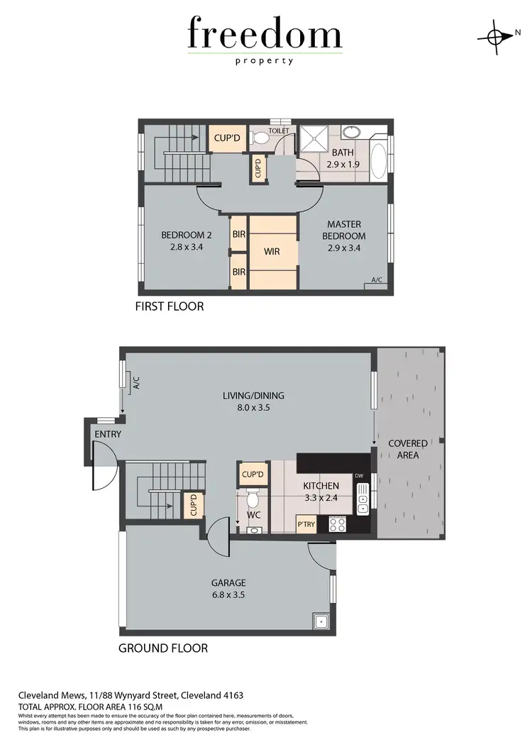 Floorplan of Homely townhouse listing, 11/88 Wynyard Street, Cleveland QLD 4163