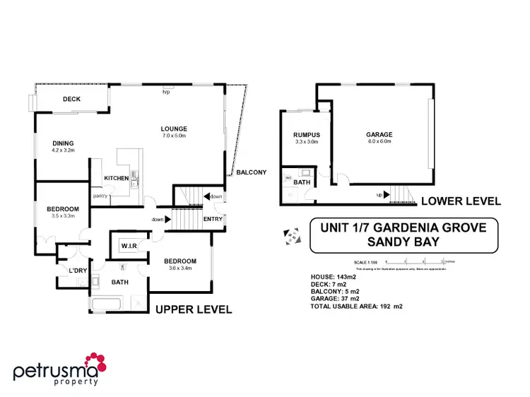 Floorplan of Homely unit listing, 1/7 Gardenia Grove, Sandy Bay TAS 7005