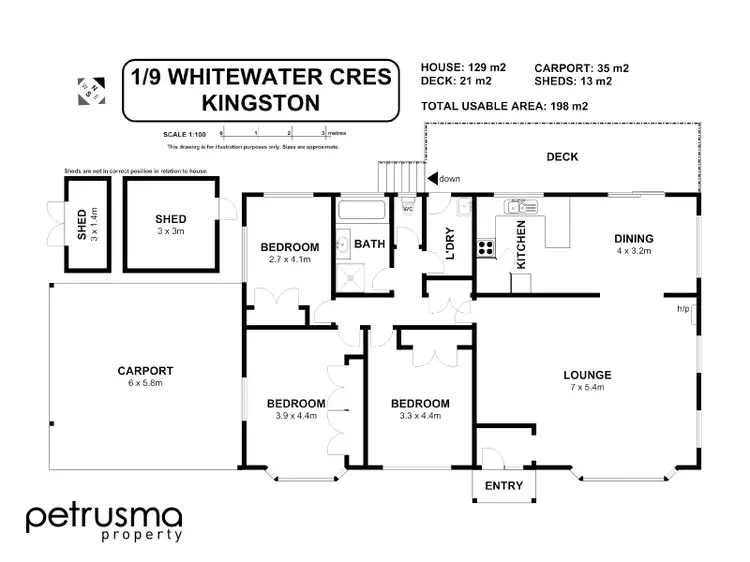Floorplan of Homely unit listing, 1/9 Whitewater Crescent, Kingston TAS 7050