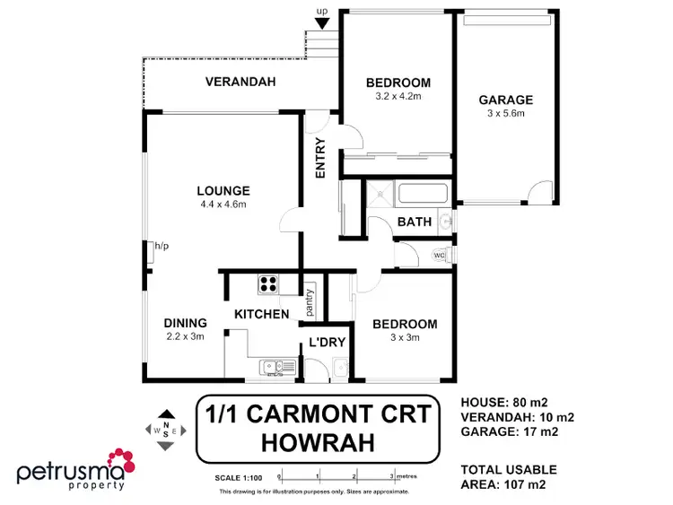 Floorplan of Homely villa listing, 1 / 1 Carmont Court, Howrah TAS 7018