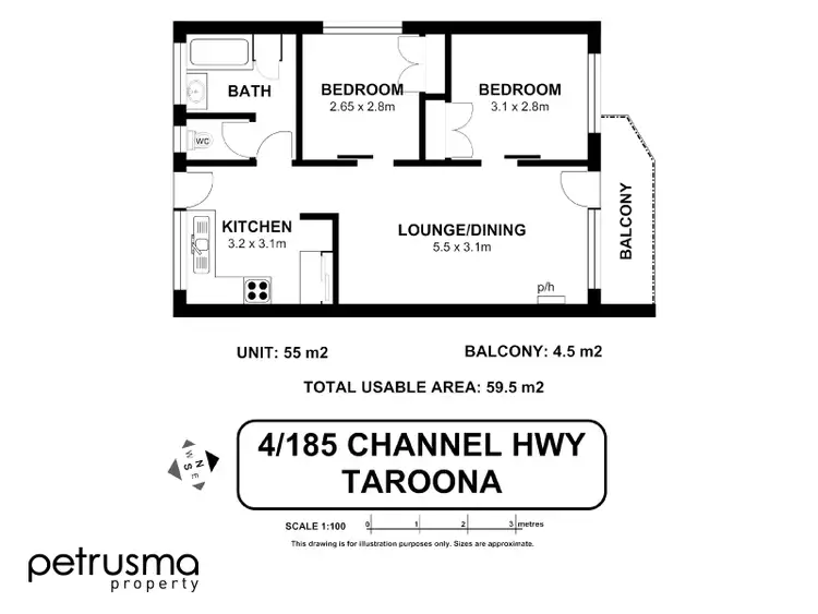 Floorplan of Homely unit listing, 4/185 Channel Highway, Taroona TAS 7053