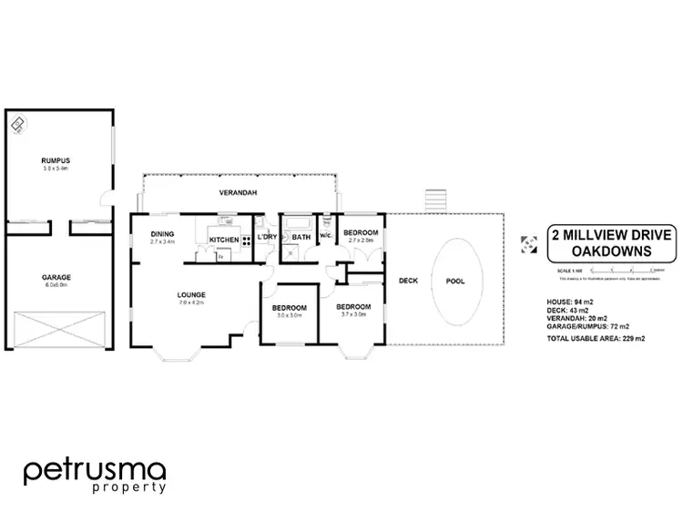 Floorplan of Homely house listing, 2 Millview Drive, Oakdowns TAS 7019