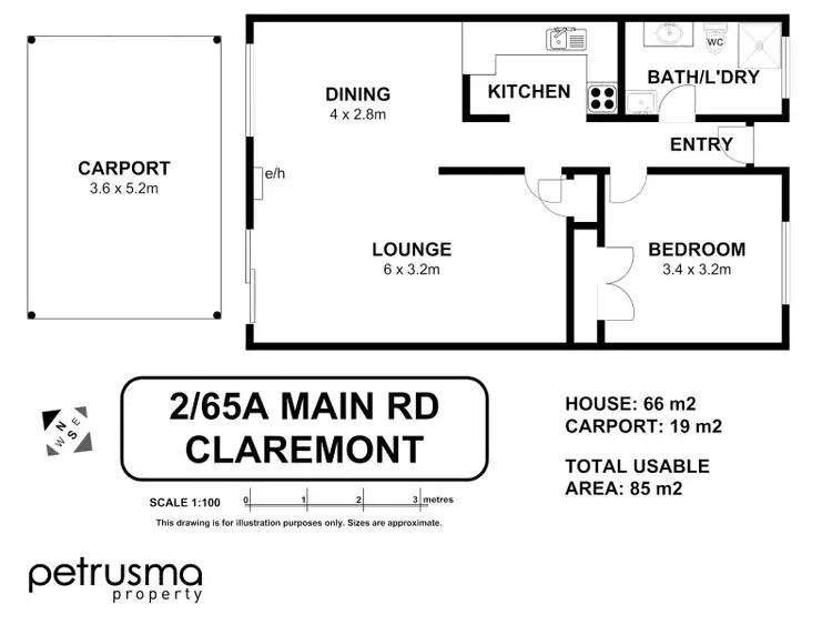 Floorplan of Homely unit listing, 2 / 65a Main Road, Claremont TAS 7011