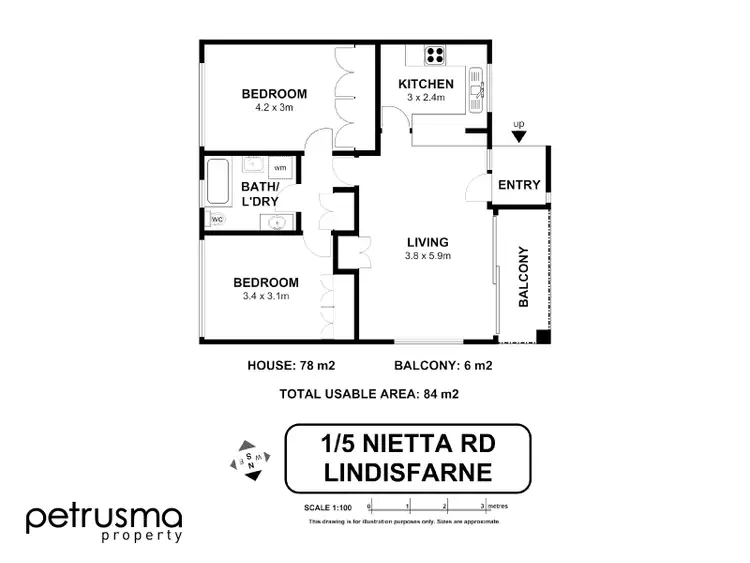 Floorplan of Homely unit listing, 1/5 Nietta Road, Lindisfarne TAS 7015