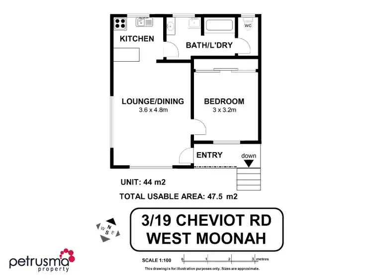 Floorplan of Homely unit listing, 3/19 Cheviot Road, West Moonah TAS 7009