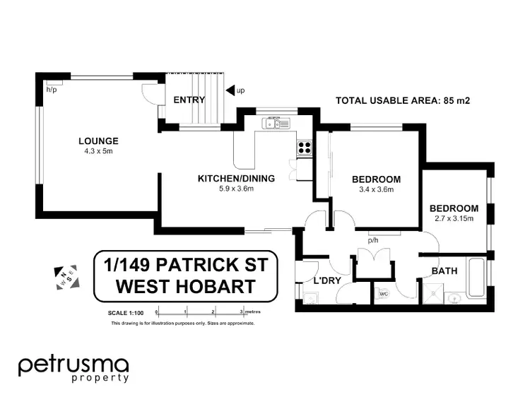 Floorplan of Homely unit listing, 1/149 Patrick Street, West Hobart TAS 7000
