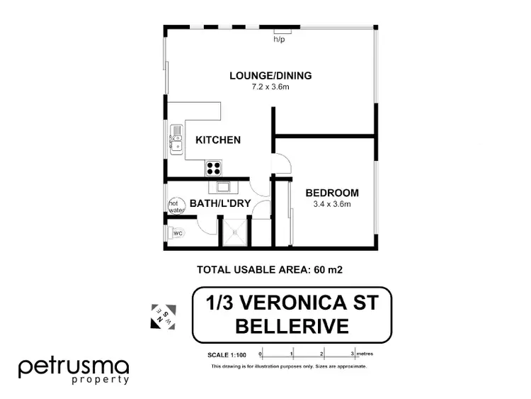 Floorplan of Homely unit listing, 1/3 Veronica Street, Bellerive TAS 7018