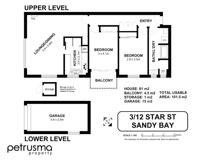 Floorplan of Homely unit listing, 3/12 Star Street, Sandy Bay TAS 7005