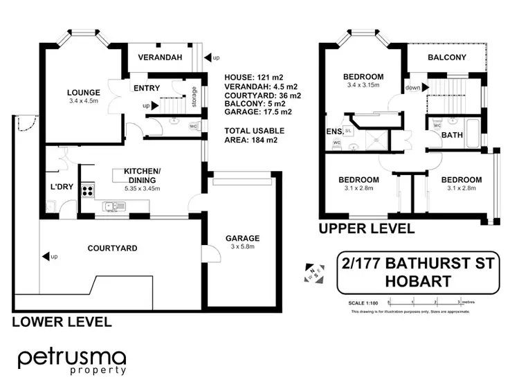 Floorplan of Homely villa listing, 2/177 Bathurst Street, Hobart TAS 7000