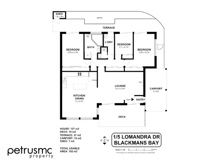 Floorplan of Homely villa listing, 1/5 Lomandra Drive, Blackmans Bay TAS 7052