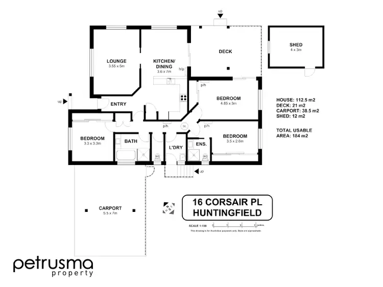 Floorplan of Homely house listing, 16 Corsair Place, Huntingfield TAS 7055