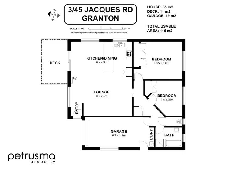Floorplan of Homely unit listing, 3/45 Jacques Rd, Granton TAS 7030