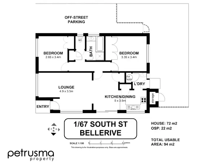 Floorplan of Homely villa listing, 1/67 South Street, Bellerive TAS 7018