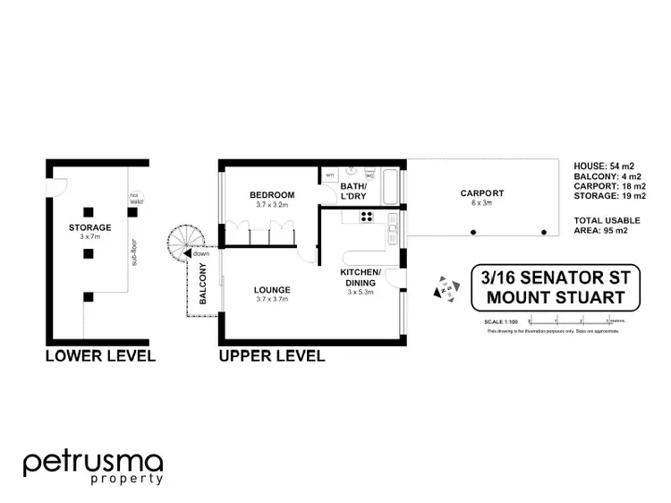 Floorplan of Homely house listing, 3/16 Senator Street, Mount Stuart TAS 7000