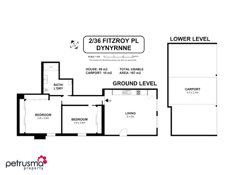 Floorplan of Homely unit listing, 2/36 Fitzroy Place, Dynnyrne TAS 7005