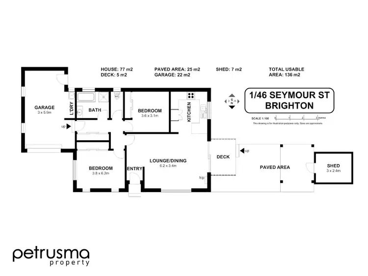 Floorplan of Homely villa listing, 1/46 Seymour Street, Brighton TAS 7030