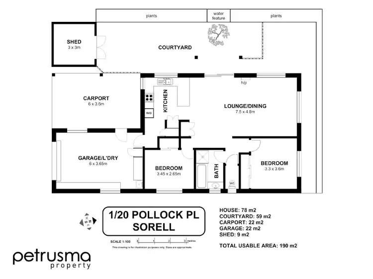 Floorplan of Homely unit listing, 1/20 Pollock Place, Sorell TAS 7172