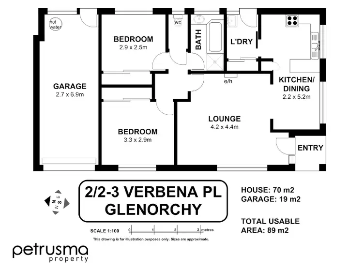 Floorplan of Homely house listing, 2/2-3 Verbena Place, Glenorchy TAS 7010