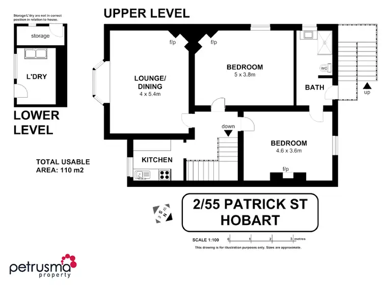 Floorplan of Homely unit listing, 2/55 Patrick Street, Hobart TAS 7000
