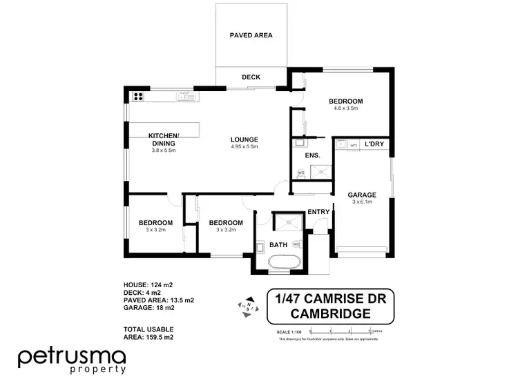 Floorplan of Homely unit listing, 1/47 Camrise Drive, Cambridge TAS 7170