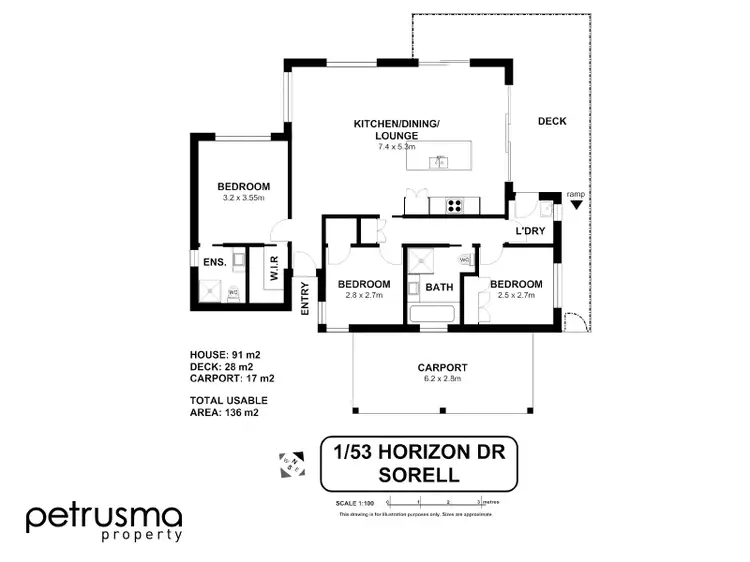 Floorplan of Homely unit listing, 1/53 Horizon Drive, Sorell TAS 7172