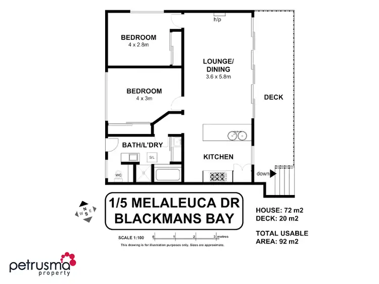 Floorplan of Homely unit listing, 1/5 Melaleuca Drive, Blackmans Bay TAS 7052