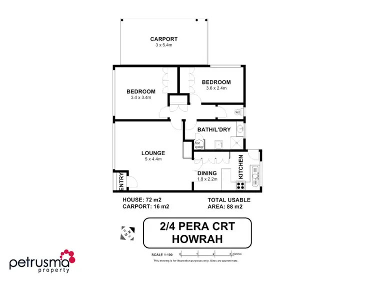Floorplan of Homely villa listing, 2/4 Pera Court, Howrah TAS 7018