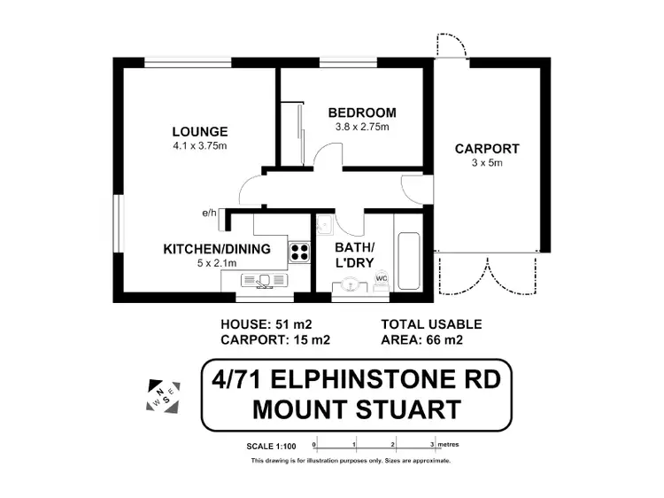Floorplan of Homely unit listing, 4/71 Elphinstone Road, Mount Stuart TAS 7000