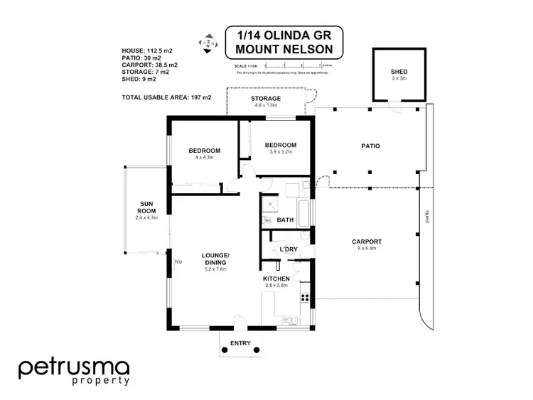 Floorplan of Homely unit listing, 1/14 Olinda Grove, Mount Nelson TAS 7007