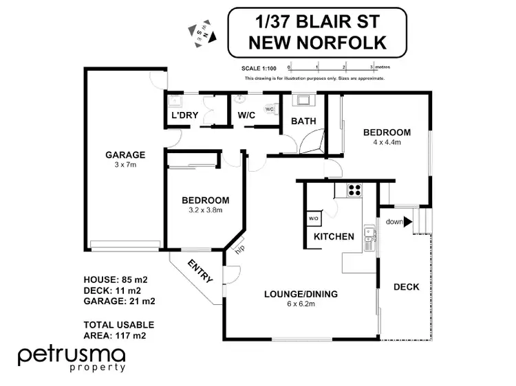 Floorplan of Homely villa listing, 1/37 Blair Street, New Norfolk TAS 7140