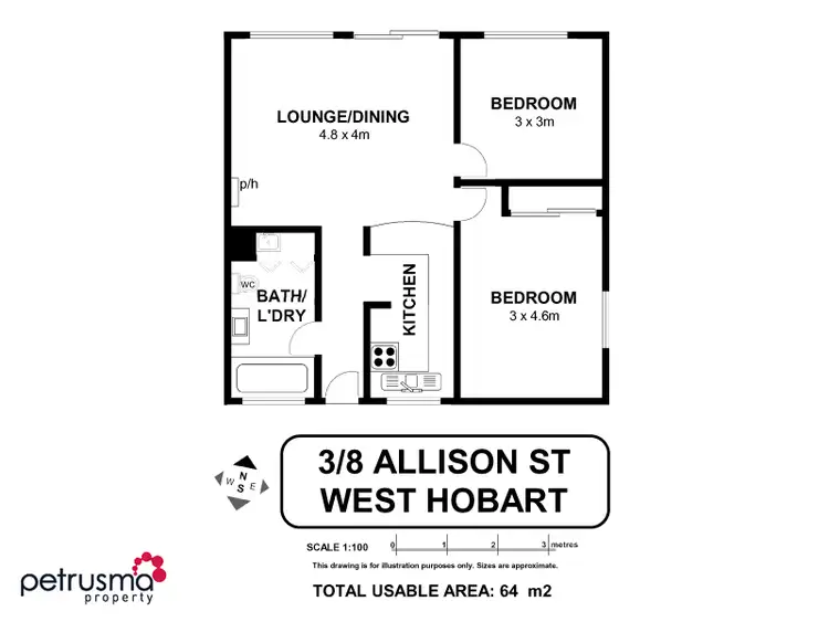 Floorplan of Homely unit listing, 3/8 Allison Street, West Hobart TAS 7000