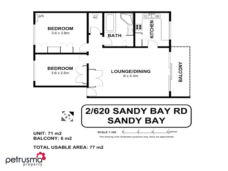 Floorplan of Homely unit listing, 2/620 Sandy Bay Road, Sandy Bay TAS 7005