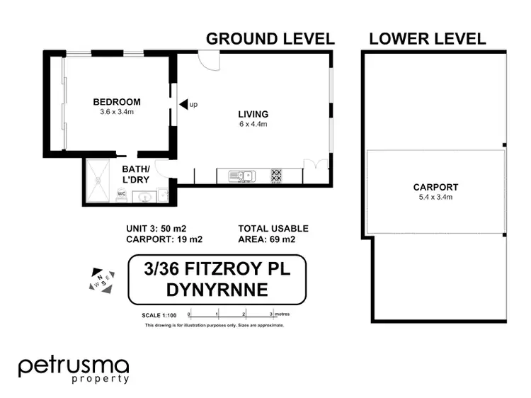 Floorplan of Homely unit listing, 3/36 Fitzroy Place, Dynnyrne TAS 7005