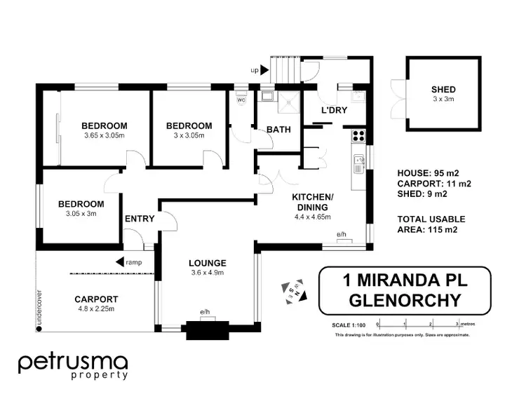 Floorplan of Homely house listing, 1 Miranda Place, Glenorchy TAS 7010