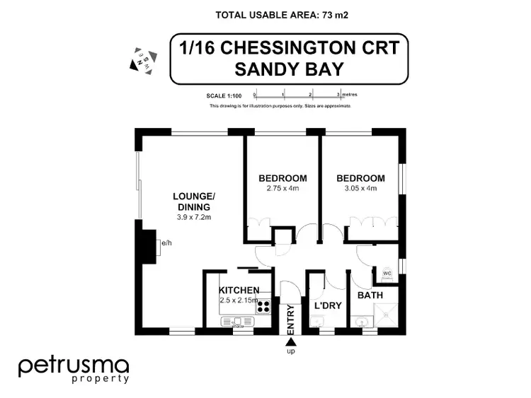 Floorplan of Homely unit listing, 1/16 Chessington Court, Sandy Bay TAS 7005