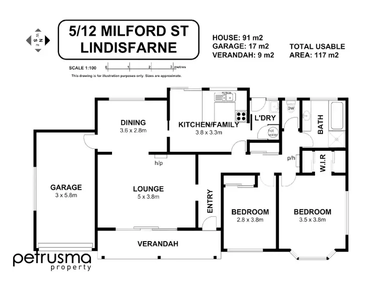 Floorplan of Homely villa listing, 5/12 Milford Street, Lindisfarne TAS 7015