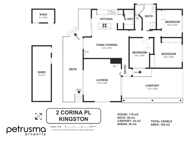Floorplan of Homely house listing, 2 Corina Place, Kingston TAS 7050