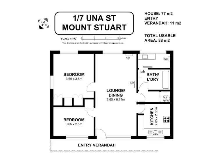Floorplan of Homely house listing, 1/7 Una Street, Mount Stuart TAS 7000