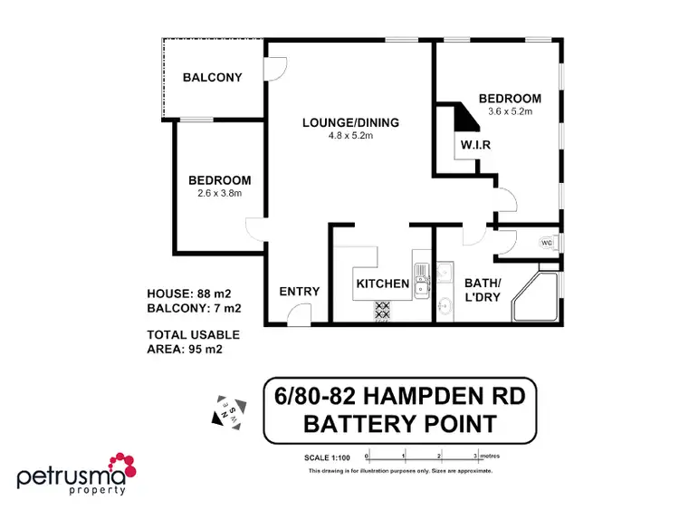 Floorplan of Homely unit listing, 6/80-82 Hampden Road, Battery Point TAS 7004