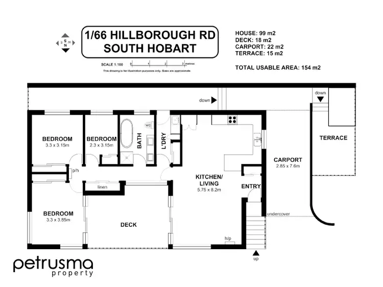 Floorplan of Homely villa listing, 1/66 Hillborough Rd, South Hobart TAS 7004