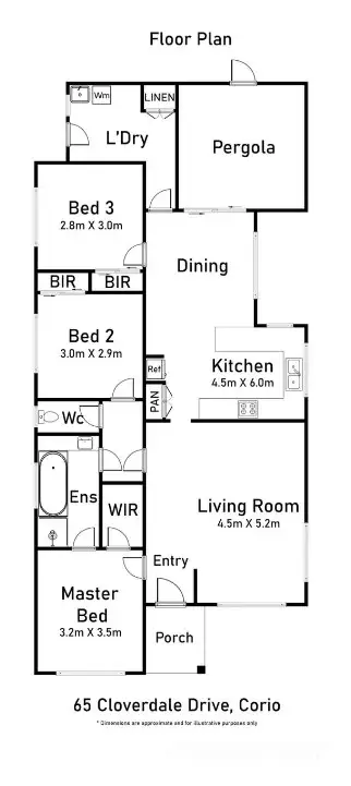 Floorplan of Homely house listing, 65 Cloverdale Dr, Corio VIC 3214
