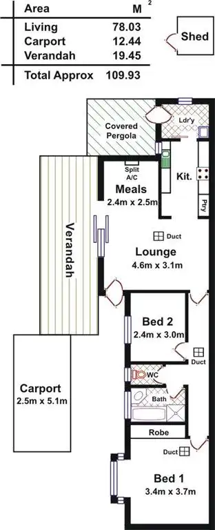 Floorplan of Homely unit listing, 1/6 Wright Street, Gawler SA 5118