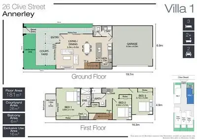 Floorplan of Homely townhouse listing, 1/26 Clive Street, Annerley QLD 4103