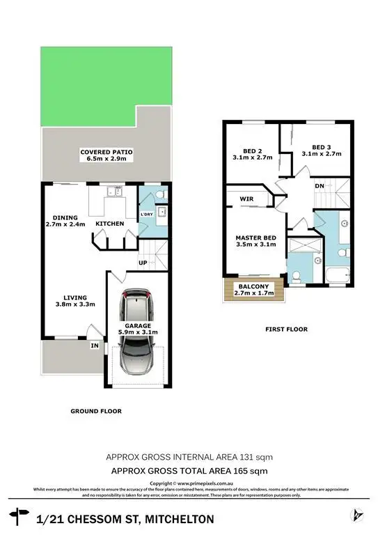 Floorplan of Homely townhouse listing, 1/21 Chessom Street, Mitchelton QLD 4053