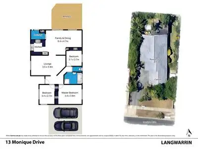 Floorplan of Homely house listing, 13 Monique Drive, Langwarrin VIC 3910