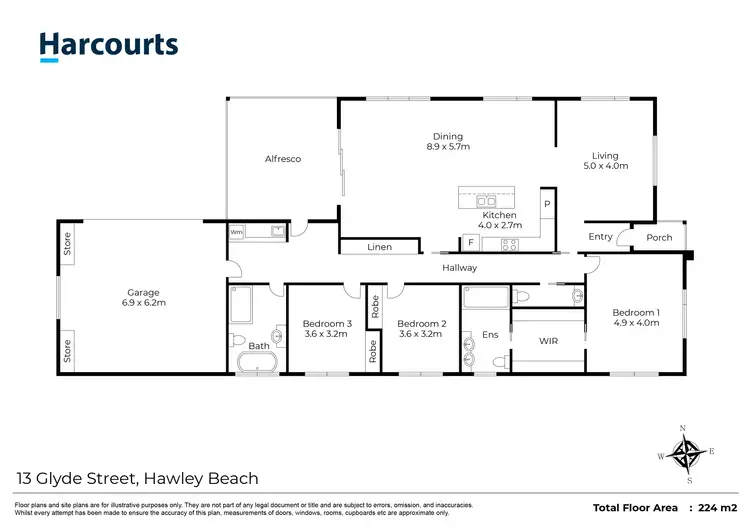 Floorplan of Homely house listing, 13 Glyde Street, Hawley Beach TAS 7307