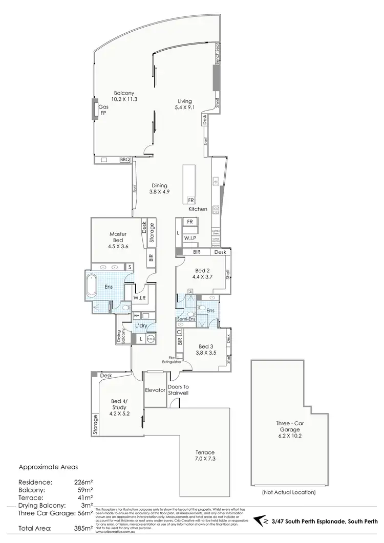 Floorplan of Homely apartment listing, 3/47 South Perth Esplanade, South Perth WA 6151