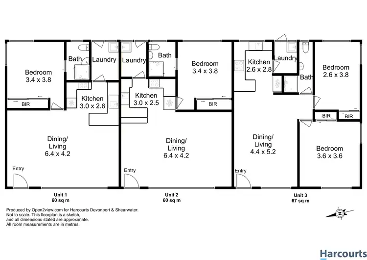 Floorplan of Homely block of units listing, 1-3/45 Hiller Street, Devonport TAS 7310
